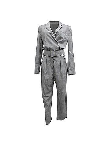 Max Mara Max Mara Prince Of Wales Checked Jumpsuit in Gray Wool (view 1)