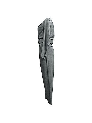 Max Mara Max Mara Prince Of Wales Checked Jumpsuit in Gray Wool (view 2)