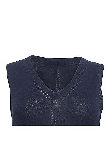 Proenza Schouler Proenza Schouler White Label Heyde Back Slit Sweater in Navy Blue Linen (view 2)