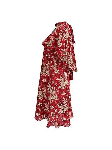 Marc Jacobs Red Valentino Cape Effect Floral Print Mini Dress in Red Silk (view 2)