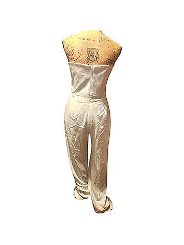 Dress the Population Dress the Population Alexis Strapless Off-White Crepe Material Jumpsuit (view 2)