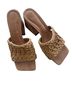 Vicenza 100% Raffia 100% Leather 100% Rubber Tan White Sandals Size 7 1/2 - photo 1