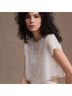 Anthropologie 100% Polyester White Multi Color Ivory Short Sleeve Top Size 0 - photo 3