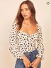 Reformation Polka Dots White Black Long Sleeve Top Size 12 - photo 7