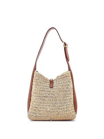 Saint Laurent Le 5 a 7 Supple Hobo Raffia and Leather Small (view 2)