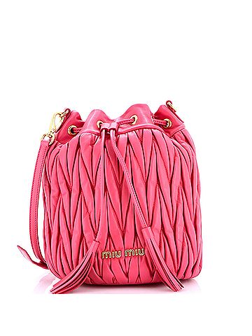 Miu Miu Drawstring Bucket Bag Matelasse Leather Mini (view 1)