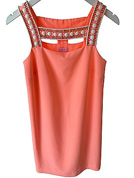 Lilly Pulitzer Peachy Pink Mason Beaded Shift Dress Cocktail Dress (view 1)