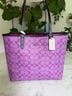 Coach 100% Coated Canvas Print Purple Pink Tote One size - photo 5