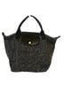 Longchamp 100% Wool Black Gray Leather Tote One size - photo 1