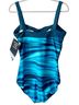 Miraclesuit Stripes Blue One Piece Swimsuit Size 16 - photo 2