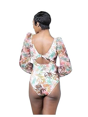 Swimsuits for all Kim Gravel x Swimsuits For All Chiffon Sleeve One-Piece Daquiri Palm One Piece Swimsuit (view 2)
