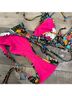 La DoubleJ Floral Multi Color Pink Black Two Piece Swimsuit Size S - photo 3