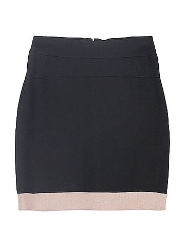 Herve Leger  Herve Leger Color-Block Mini Pencil Skirt in Black and Beige Rayon (view 1)