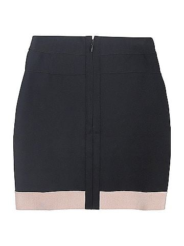 Herve Leger  Herve Leger Color-Block Mini Pencil Skirt in Black and Beige Rayon (view 2)