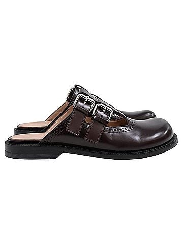 Loewe Loewe Campo Mary Jane Mules in Brown Leather (view 1)