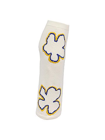 Carolina Herrera Carolina Herrera Embroidered Midi Skirt in Ecru Wool (view 2)