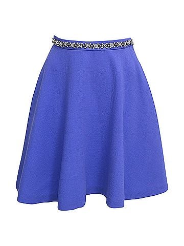 Miu Miu Miu Miu Embellished Waistband Mini Skater Skirt in Blue Wool (view 1)
