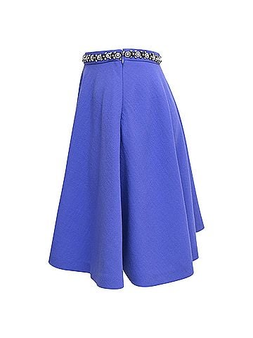 Miu Miu Miu Miu Embellished Waistband Mini Skater Skirt in Blue Wool (view 2)