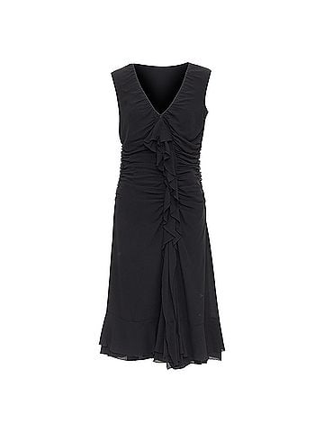 Prada Prada Vintage silk ruched ruffle front V neck dress (view 1)