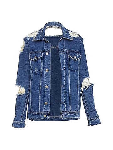Acne Acne Studios Fever Torn distressed denim cut out jacket (view 1)