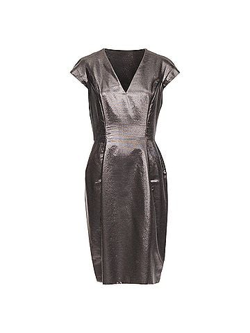 Saint Laurent Yves Saint Laurent metallic V neck sheath dress (view 1)