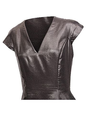 Saint Laurent Yves Saint Laurent metallic V neck sheath dress (view 2)