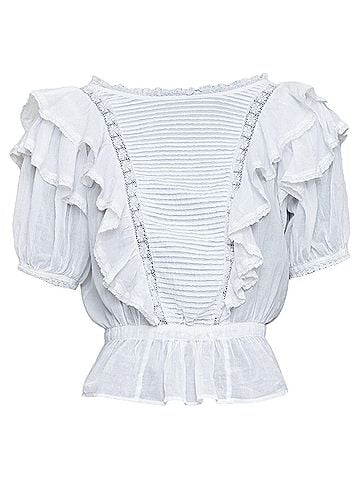Isabel Marant Isabel Marant Dentelle cotton lace trim boho ruffle peasant top (view 1)