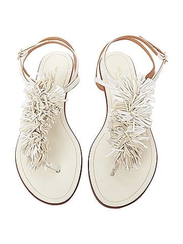 Aquazzura Aquazzura off white fringe trim T bar strap flat sandals EU37 (view 2)
