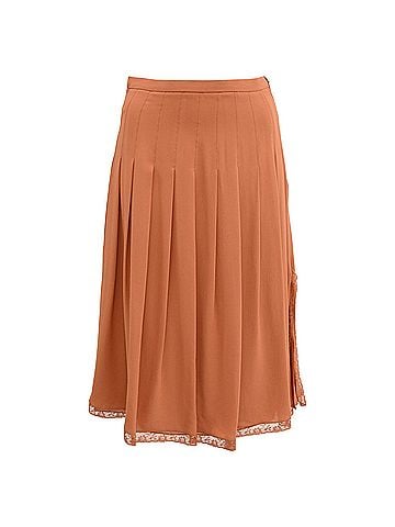 Chloé Chloé Pleated Midi Skirt in Orange Polyester (view 1)