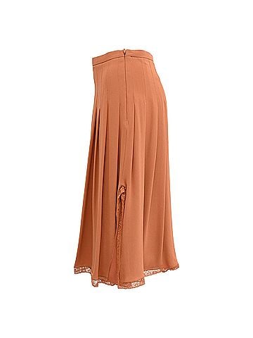 Chloé Chloé Pleated Midi Skirt in Orange Polyester (view 2)
