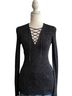 Sandro Black Silver Long Sleeve Top Size 2 - photo 1
