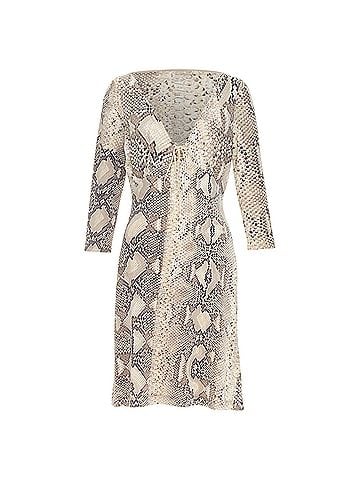 Roberto Cavalli Roberto Cavalli Vintage scaled leather print lace detail V neck dress (view 1)