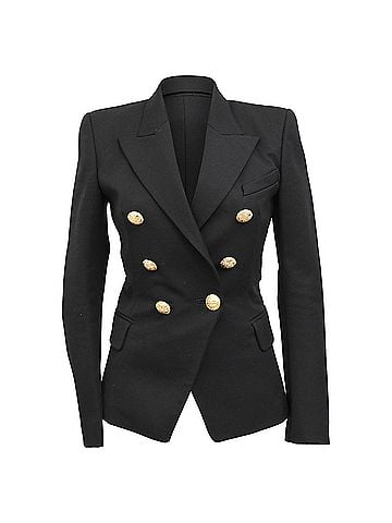 Balmain Balmain Double-Breasted Blazer in Black Wool (view 1)