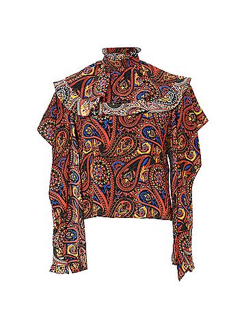 J.W. Anderson JW Anderson High-Neck Long-Sleeve Paisley-Print in Multicolor Silk (view 1)