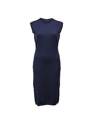 Lanvin  Lanvin Knitted Midi Dress in Navy Blue Wool (view 1)