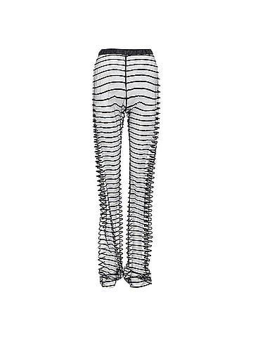 Dries Van Noten Dries Van Noten flocked mesh striped sheer straight leg pants (view 1)