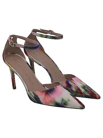 Stuart Weitzman Stuart Weitzman Stuart 85 Strap Pumps Watercolor in Multicolor Satin (view 2)
