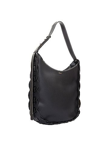 Chloé Chloe Darryl Hobo black pebbled leather braided side shoulder bag (view 1)