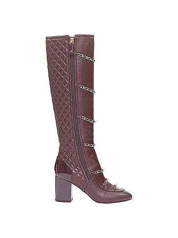 Chanel Chanel Karl Lagerfeld lambskin gold chain quilted boots (view 1)