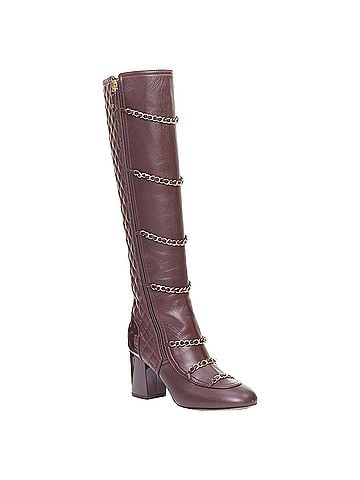 Chanel Chanel Karl Lagerfeld lambskin gold chain quilted boots (view 2)