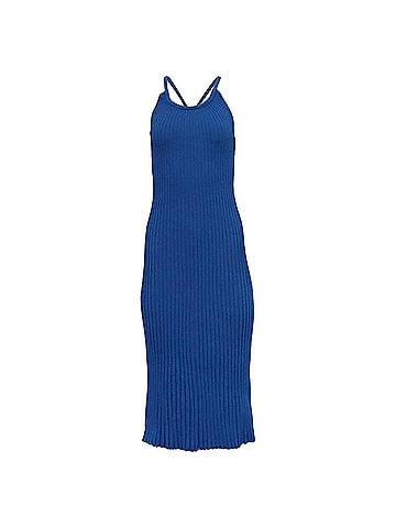 Proenza Schouler  Proenza Schouler Vida Ribbed-Knit Midi Dress in Blue Viscose (view 1)