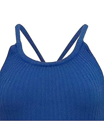Proenza Schouler  Proenza Schouler Vida Ribbed-Knit Midi Dress in Blue Viscose (view 2)