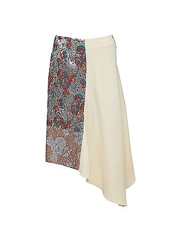 Stella McCartney STELLA MCCARTNEY 2015 cream wool blend silver ethnic jacquard midi skirt IT40 S (view 1)