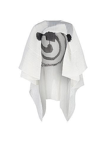 Issey Miyake Issey Miyake Printed Cape in White Polyester (view 1)