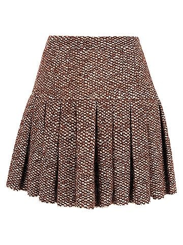 Dolce & Gabbana Dolce & Gabbana Pleated Mini Skirt in Brown Acrylic (view 1)