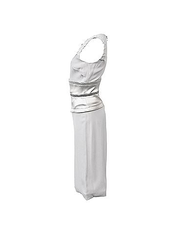 Dolce & Gabbana Dolce & Gabbana Animal Print Lined Knee Length Dress in Silver Acetate (view 2)