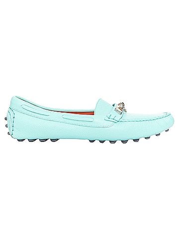Hermès Hermes cyan leather stud driving loafers (view 1)