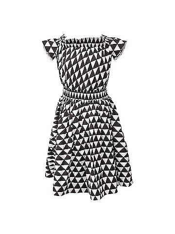 Prada Prada Geometric Print Off Shoulder Dress in Black Cotton (view 1)