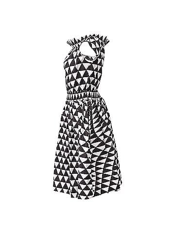 Prada Prada Geometric Print Off Shoulder Dress in Black Cotton (view 2)