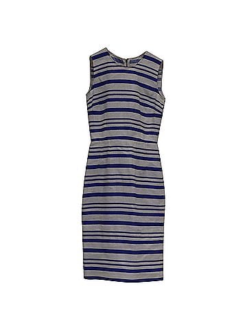 Dolce & Gabbana  Dolce & Gabbana Striped Knee-Length Dress in Blue and White Linen (view 1)